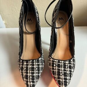 Black Red White Platform Pumps